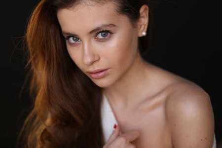 Beautiful young female brunette modelの写真素材
