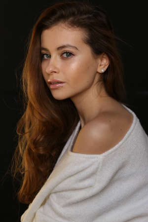 Beautiful young female brunette modelの写真素材