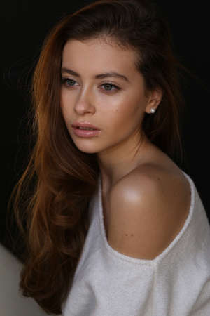 Beautiful young female brunette modelの写真素材
