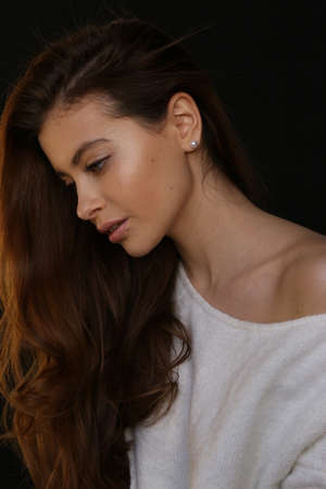 Beautiful young female brunette modelの写真素材
