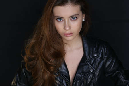 Beautiful young female brunette modelの写真素材