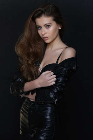 Beautiful young female brunette modelの写真素材