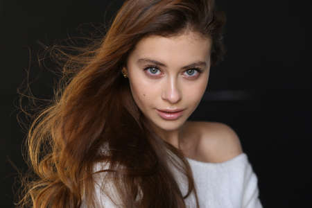 Beautiful young female brunette modelの写真素材