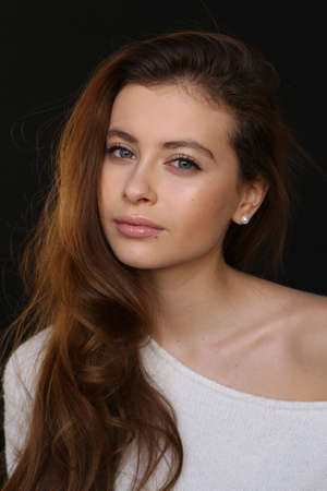 Beautiful young female brunette modelの写真素材