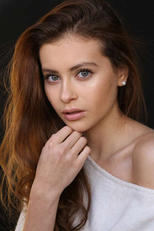 Beautiful young female brunette modelの写真素材