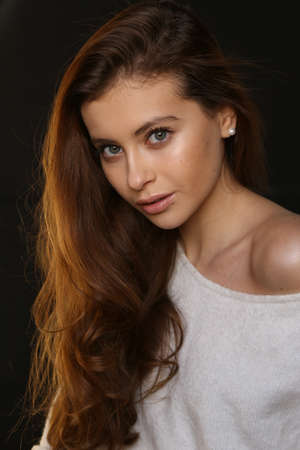 Beautiful young female brunette modelの写真素材