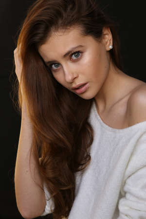 Beautiful young female brunette modelの写真素材