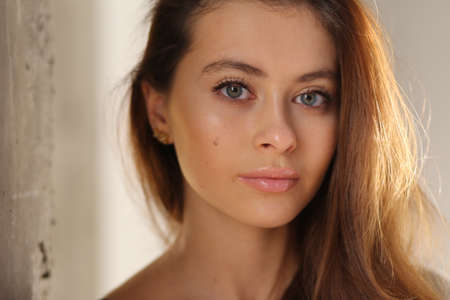 Beautiful young female brunette modelの写真素材