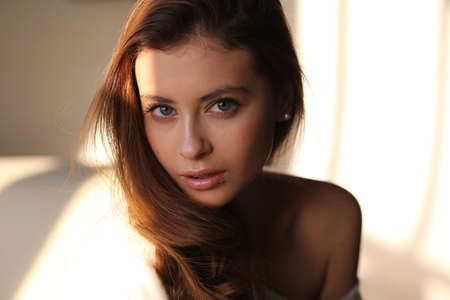 Beautiful young female brunette modelの写真素材