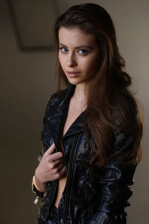 Beautiful young female brunette modelの写真素材