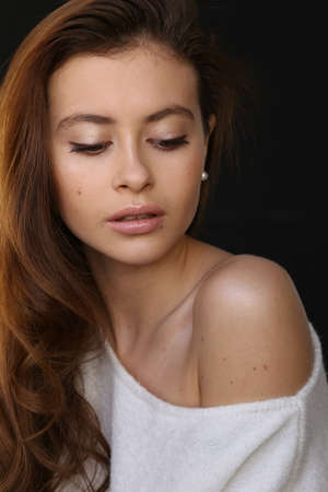 Beautiful young female brunette modelの写真素材
