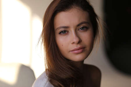 Beautiful young female brunette modelの写真素材