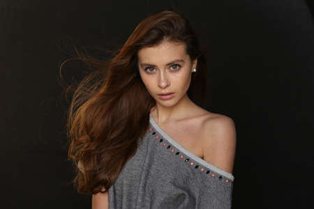 Beautiful young female brunette modelの写真素材