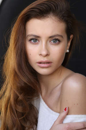 Beautiful young female brunette modelの写真素材