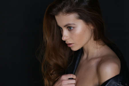 Beautiful young female brunette modelの写真素材