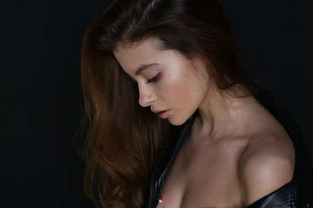 Beautiful young female brunette modelの写真素材