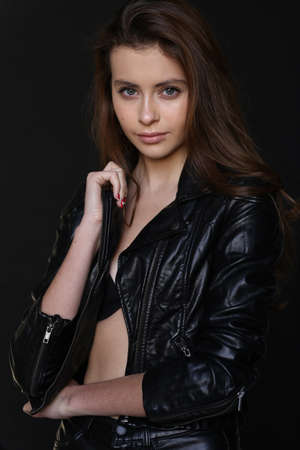 Beautiful young female brunette modelの写真素材