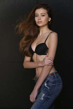 Beautiful young female brunette modelの写真素材