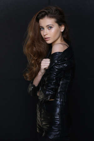 Beautiful young female brunette modelの写真素材