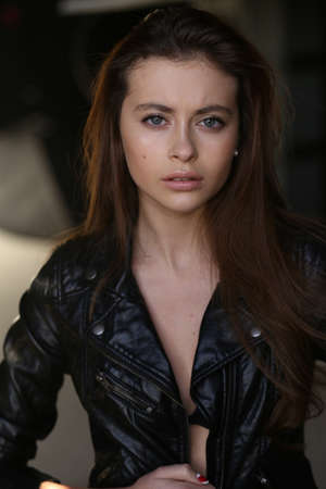 Beautiful young female brunette modelの写真素材