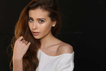 Beautiful young female brunette modelの写真素材
