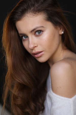 Beautiful young female brunette modelの写真素材