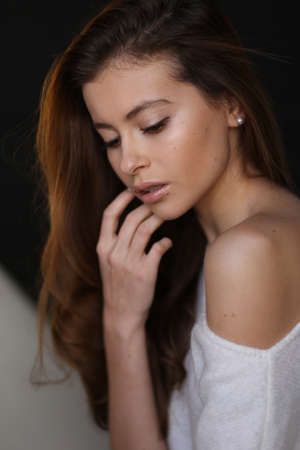 Beautiful young female brunette modelの写真素材