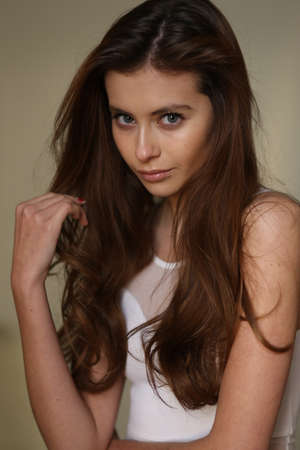 Beautiful young female brunette modelの写真素材
