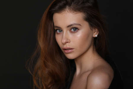 Beautiful young female brunette modelの写真素材