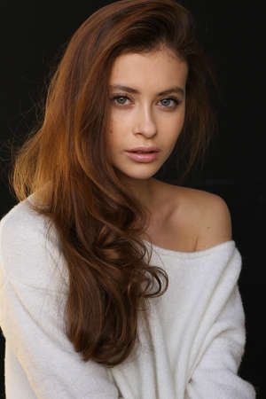Beautiful young female brunette modelの写真素材