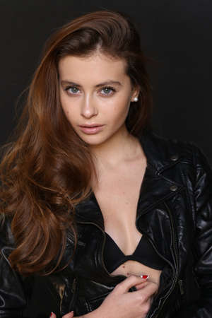 Beautiful young female brunette modelの写真素材