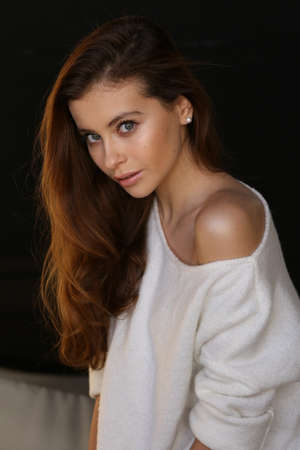 Beautiful young female brunette modelの写真素材