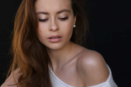 Beautiful young female brunette modelの写真素材