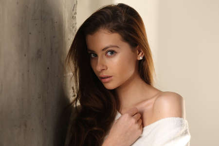 Beautiful young female brunette modelの写真素材
