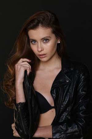 Beautiful young female brunette modelの写真素材