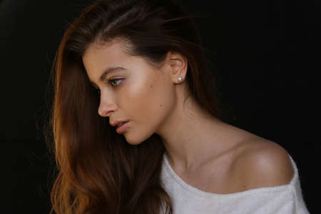 Beautiful young female brunette modelの写真素材