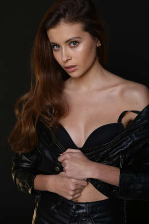 Beautiful young female brunette modelの写真素材