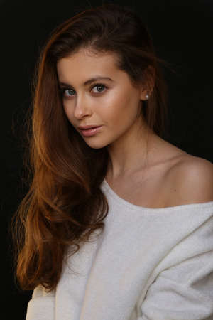 Beautiful young female brunette modelの写真素材