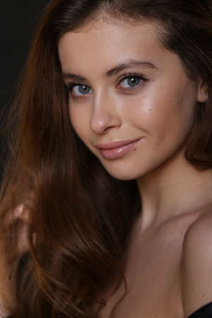 Beautiful young female brunette modelの写真素材