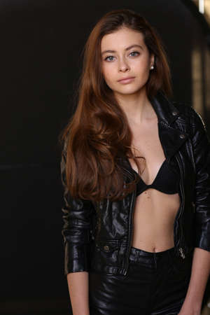 Beautiful young female brunette modelの写真素材