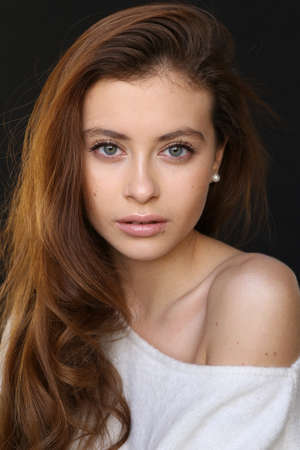 Beautiful young female brunette modelの写真素材