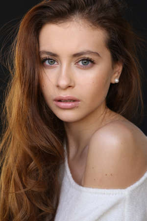 Beautiful young female brunette modelの写真素材