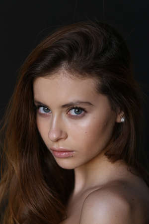 Beautiful young female brunette modelの写真素材