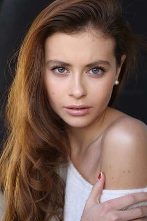 Beautiful young female brunette modelの写真素材