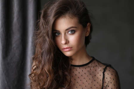 Beautiful young female brunette modelの写真素材