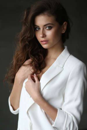 Beautiful young female brunette modelの写真素材