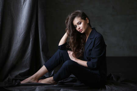 Beautiful young female brunette modelの写真素材