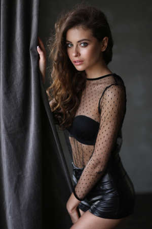 Beautiful young female brunette modelの写真素材