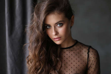 Beautiful young female brunette modelの写真素材