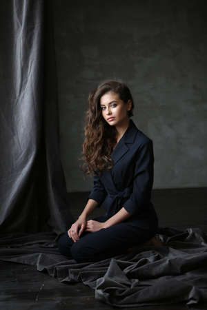 Beautiful young female brunette modelの写真素材